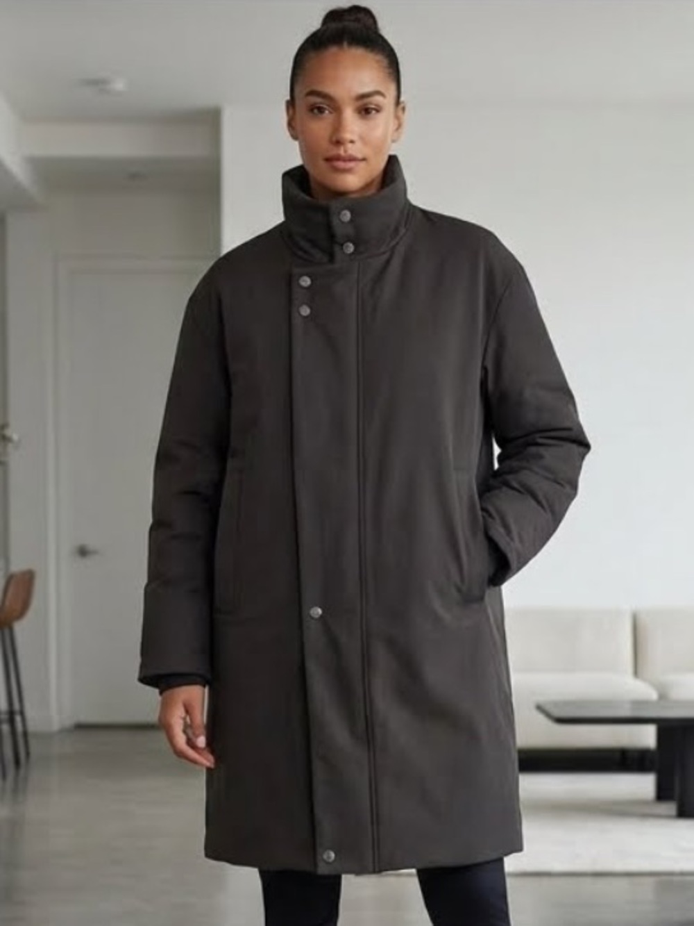ZARA All Weather Puffer Jacket Black Long Oversized Insulated Parka Small